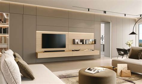 Illustrazione di una parete attrezzata con un mix di moduli chiusi e a giorno