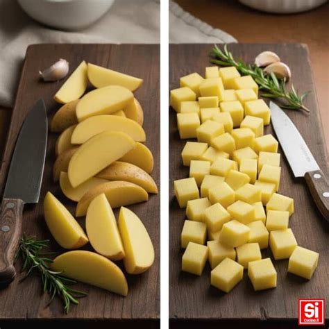 Patate tagliate a spicchi pronte per essere condite