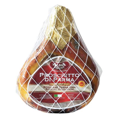 A whole Prosciutto di Parma with its characteristic crown stamp