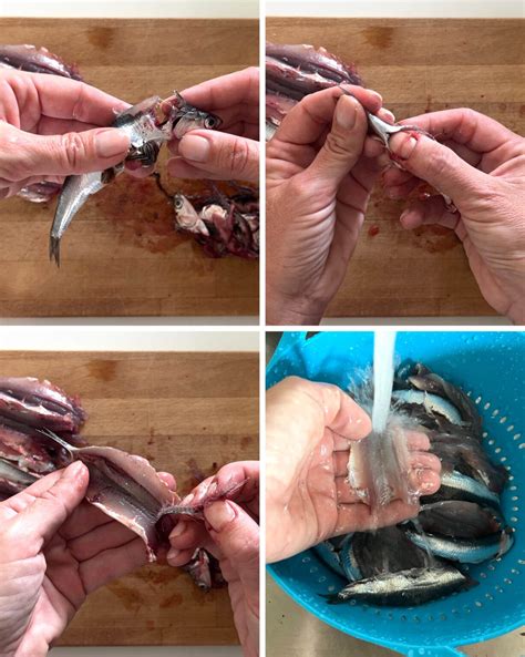 Illustrazione passo-passo della pulizia delle alici