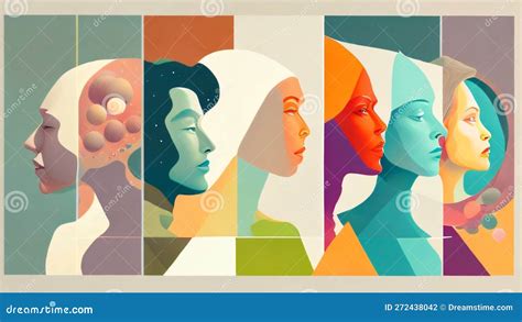 Illustrazione stilizzata di diverse figure femminili