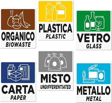 Icone per la raccolta differenziata