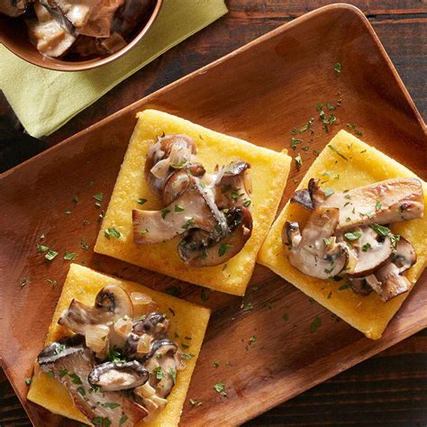Polenta cut into squares and fried