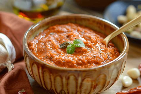 Salsa Romesco vibrante in una ciotola