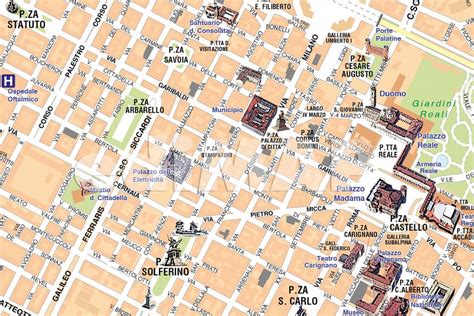 Mappa di Torino con indicazione del Domori Store