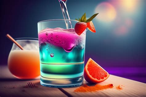 Cocktail colorato servito in un bicchiere elegante