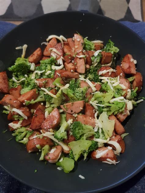 Chopped broccoli and sausage