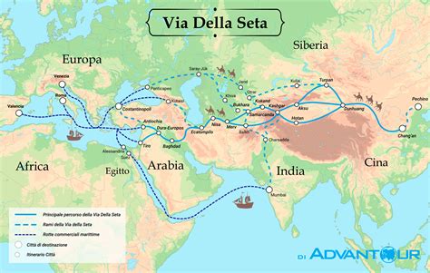 Antica mappa della Via della Seta