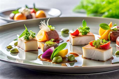 Piatto gourmet vegetariano con ingredienti colorati e disposti artisticamente