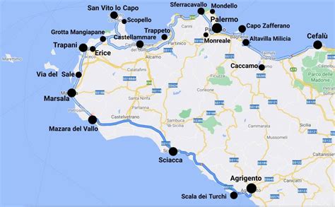 Mappa della Sicilia occidentale