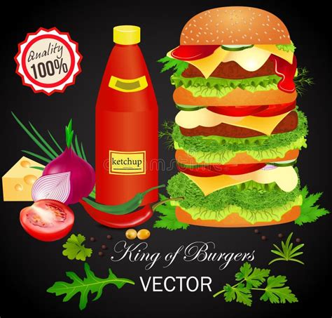 Illustrazione di un hamburger gourmet con ingredienti freschi