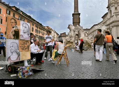 Piazza Navona con artisti di strada