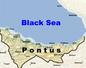 Mappa antica che mostra la regione del Ponto e la città di Cerasunte