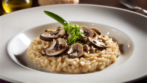 Un piatto di risotto ai funghi e zucca fumante