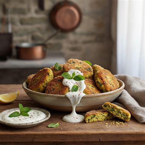 Cotolette di cavolfiore servite con salsa allo yogurt e menta