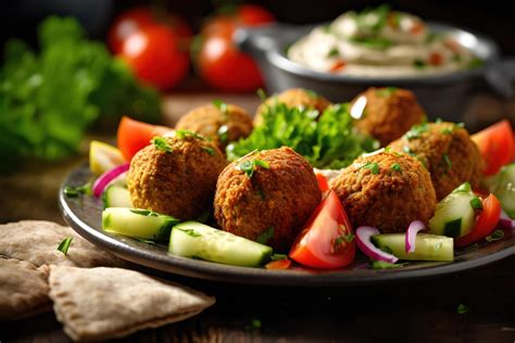 vassoio con falafel, hummus e verdure
