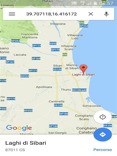 mappa Piana di Sibari e Pollino