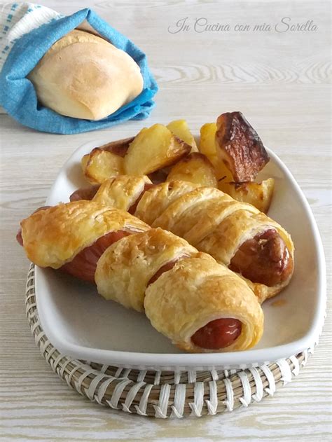 Spirali di pasta sfoglia con wurstel