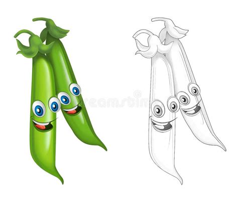 Illustrazione di un pisello con occhi grandi e sorridenti