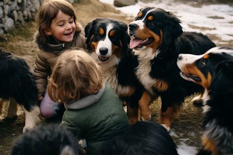 Famiglia che passeggia con un Bovaro del Bernese