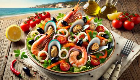 Frutti di mare freschi su un letto di rucola