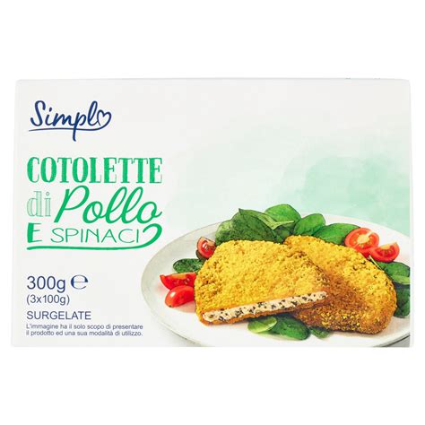 Confezione di cotolette di pollo e spinaci surgelate