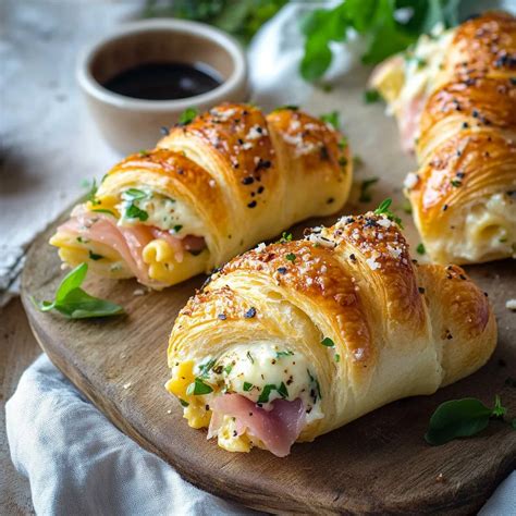 Cornetti salati ripieni con prosciutto e formaggio