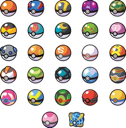 Illustrazione di diversi tipi di Poké Ball