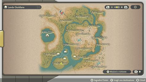 Mappa di Hisui con evidenziate le zone delle richieste