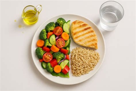 Piatto sano con enfasi sui vegetali