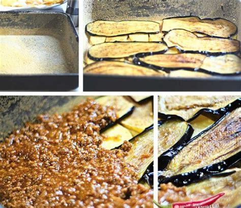 Assemblaggio a strati della moussaka in una teglia