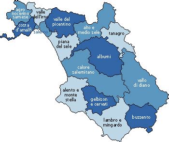Mappa della provincia di Salerno con evidenziato il comune di Controne