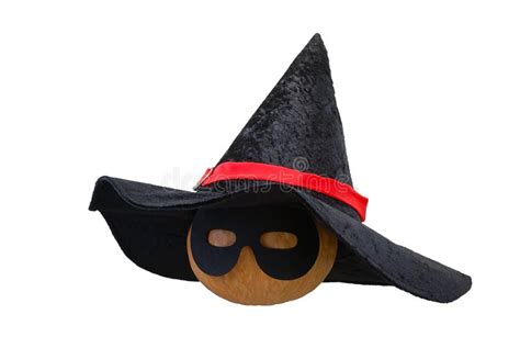 Maschera di zucca di Halloween con cappello nero