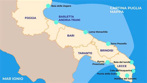 Mappa della Puglia con evidenziata la città di Bari