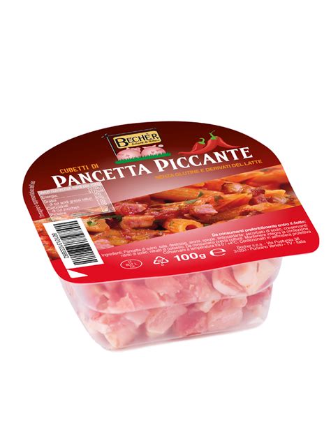 Dettaglio di cubetti di pancetta di alta qualità