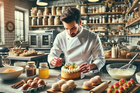 Immagine di un pasticcere che decora un tiramisù