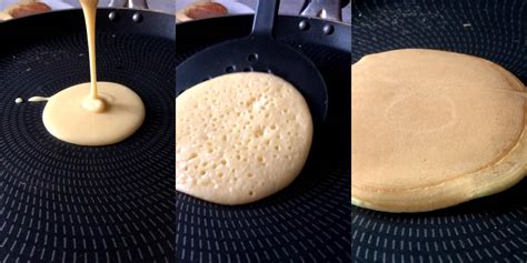 Una mano che versa l'impasto dei pancake su una padella antiaderente