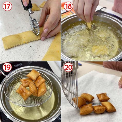 Processo di frittura dei ravioli dolci