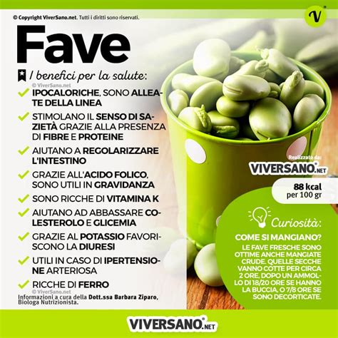 Infografica sui valori nutrizionali delle fave