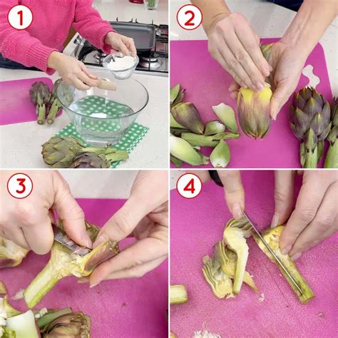 Pulizia dei carciofi: rimozione delle foglie esterne e delle spine