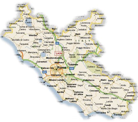 Mappa della regione Lazio con evidenziate le province di coltivazione del carciofo romanesco