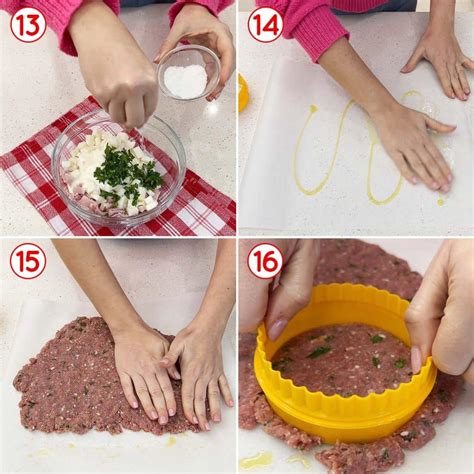 Stesura impasto carne e aggiunta ripieno