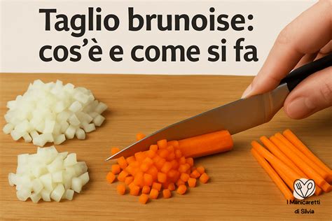 Dettaglio del taglio a brunoise di carota, sedano e cipolla