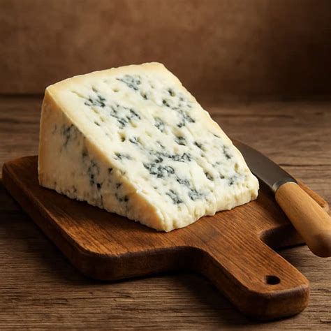 Pezzo di Gorgonzola con le tipiche venature blu