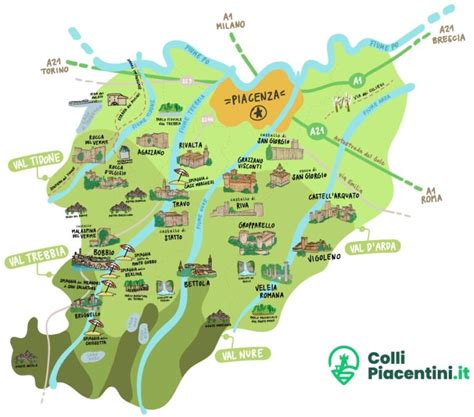 Mappa di Cosenza che evidenzia le vie menzionate