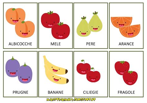 Scheda di lavoro con immagini di frutta e verdura e opzioni multiple per l'identificazione