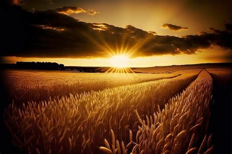 Campi di mais dorati al tramonto