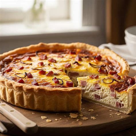 Fetta di Quiche Lorraine servita su un piatto