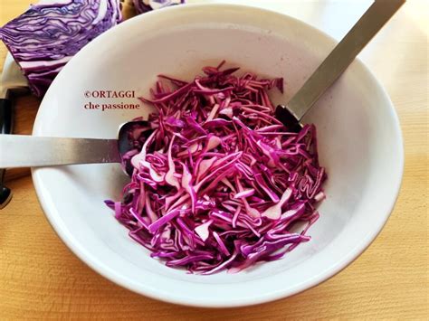 Ingredienti per il cavolo rosso sott'olio disposti su un piano di lavoro