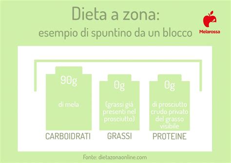 Schema di un blocco nutrizionale nella dieta a zona